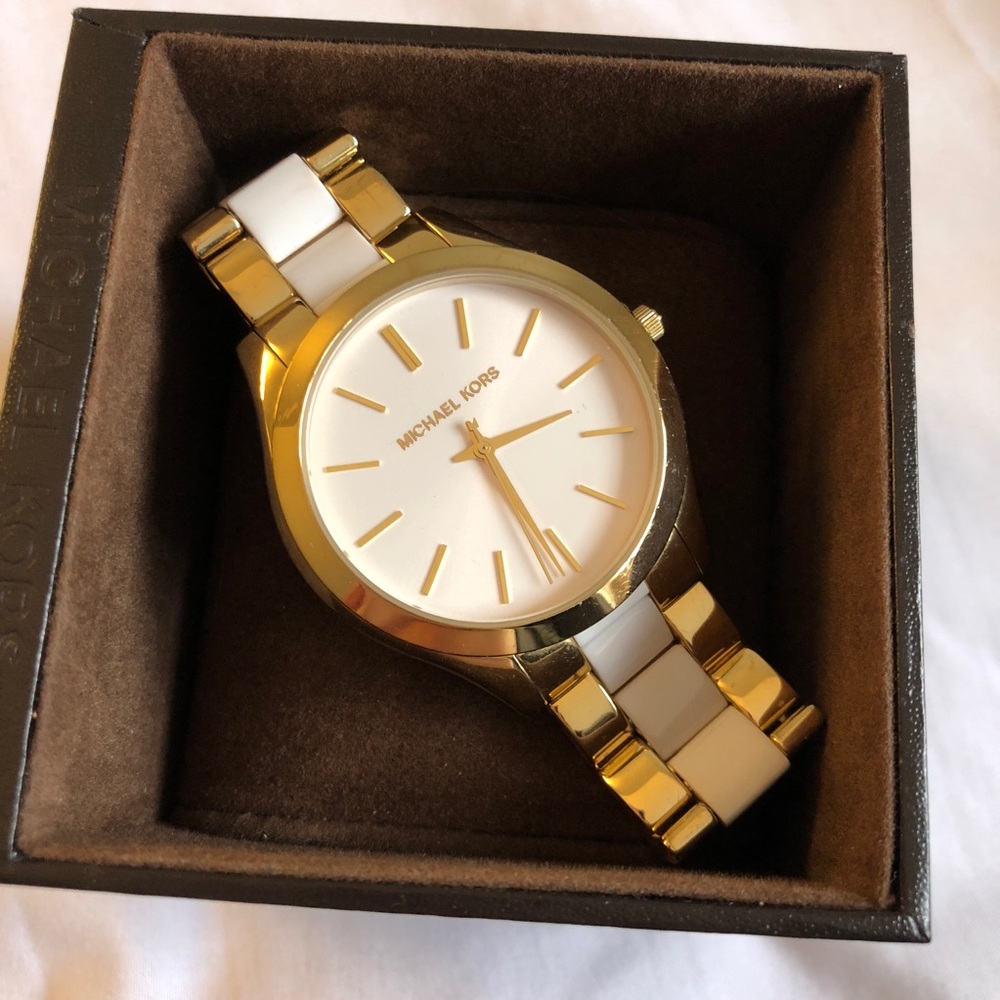 Michael Kors Gold and White Watch
